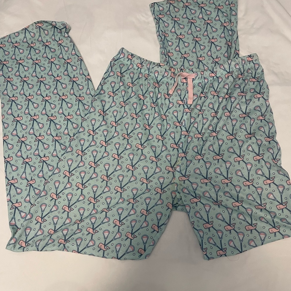 Vineyard Vines Lacrosse Pajama Pants Blue Pink Whale LAX